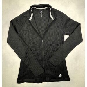 Adidas Golf Jacket Womens Small Black Textured Chevron Full Zip ADVW0024 S